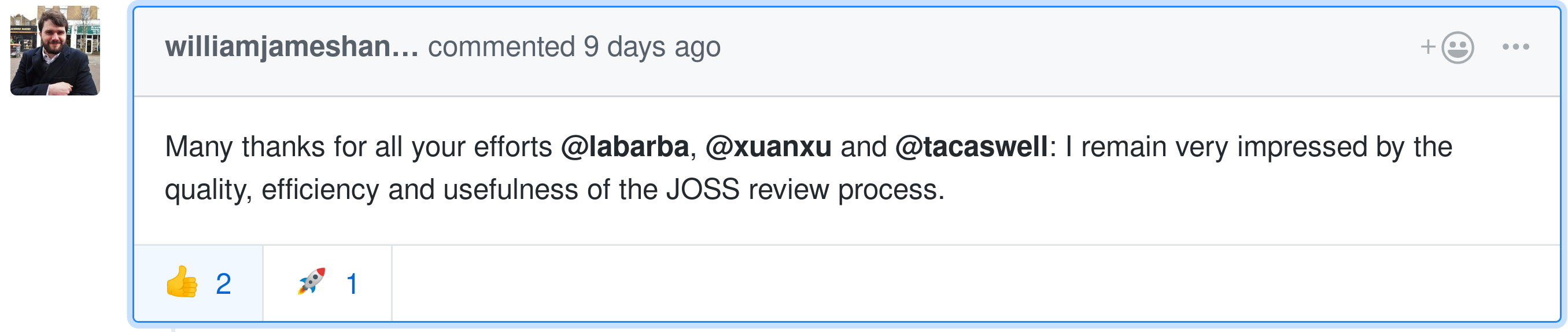 JOSS author praise